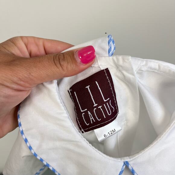 Lil Cactus Applique Easter Bunny Shortall Romper 6-12 Months - Picture 5 of 6